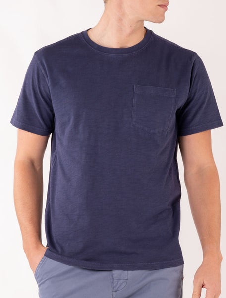 Slub Pocket T-paita Tummansininen