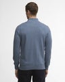 Cotton Half Zip Knitted Neule Sininen