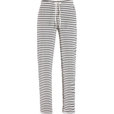 Alette Rib Housut Beige/Tummansininen