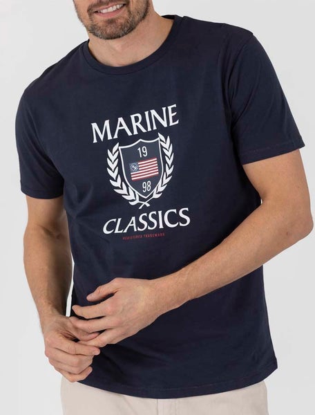 Crew Graphic Tee Navy
