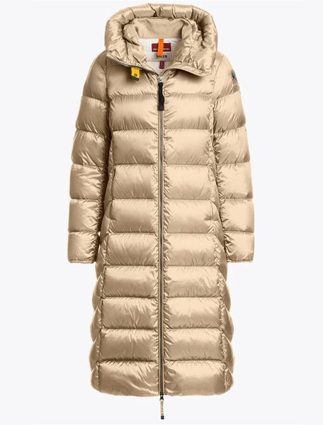 Leah pitk&auml; untuvatakki beige