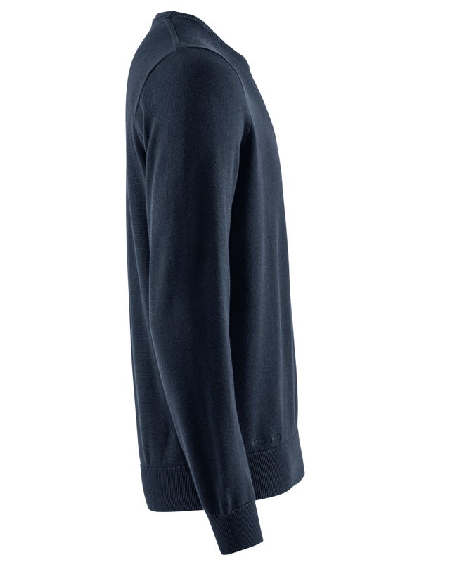 Brockton Cotton Crew neule tummansininen