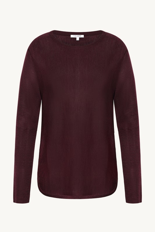 Claire Pippa Pullover merinovillaneule Viininpunainen