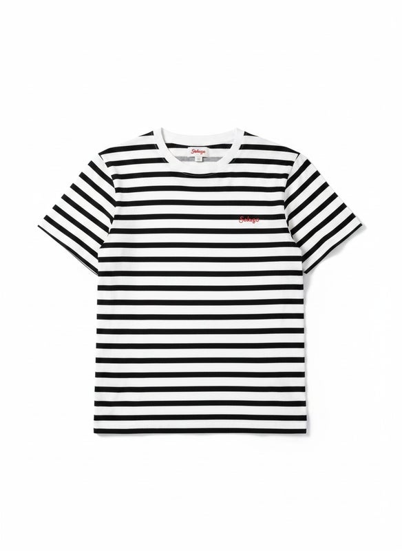 Stripede Slub Pocket t-paita tummansininen/valkoinen