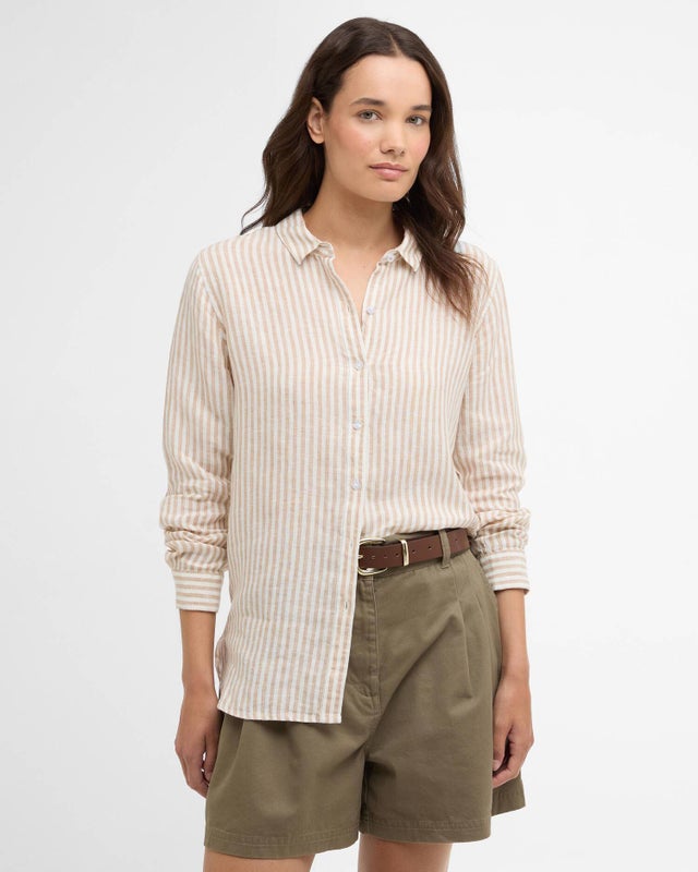 Barbour Marine Shirt Pellavapaita Beige raita