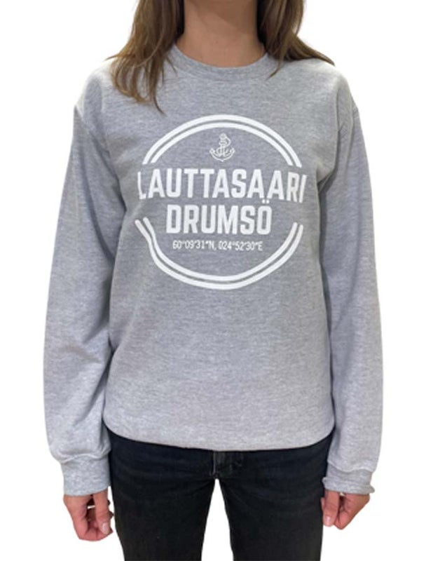 Lauttasaari Collegepaita unisex vaaleanharmaa