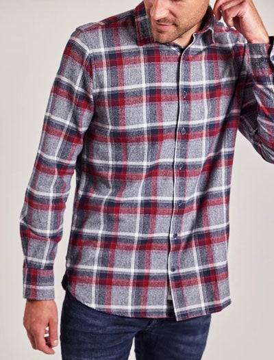 Sebago Twisted Yarn Flannel Shirt kauluspaita Navy Red